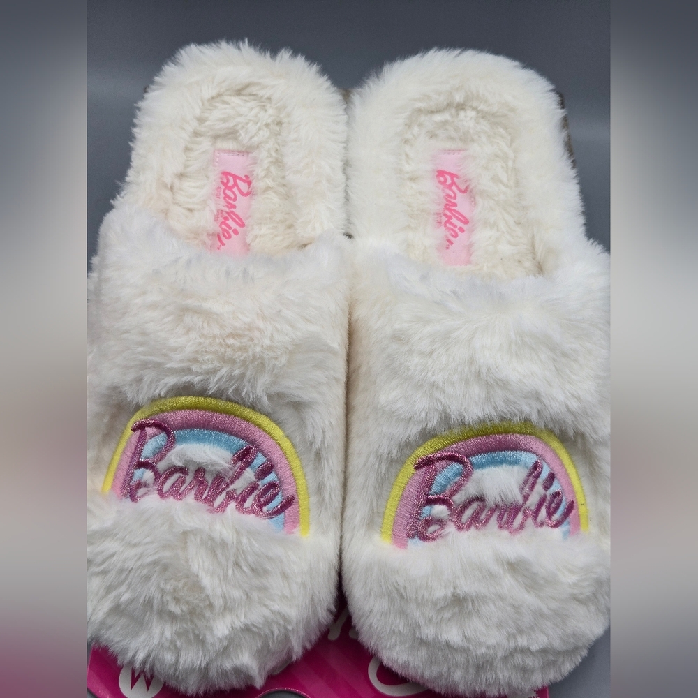 Barbie Fluffy White Slippers